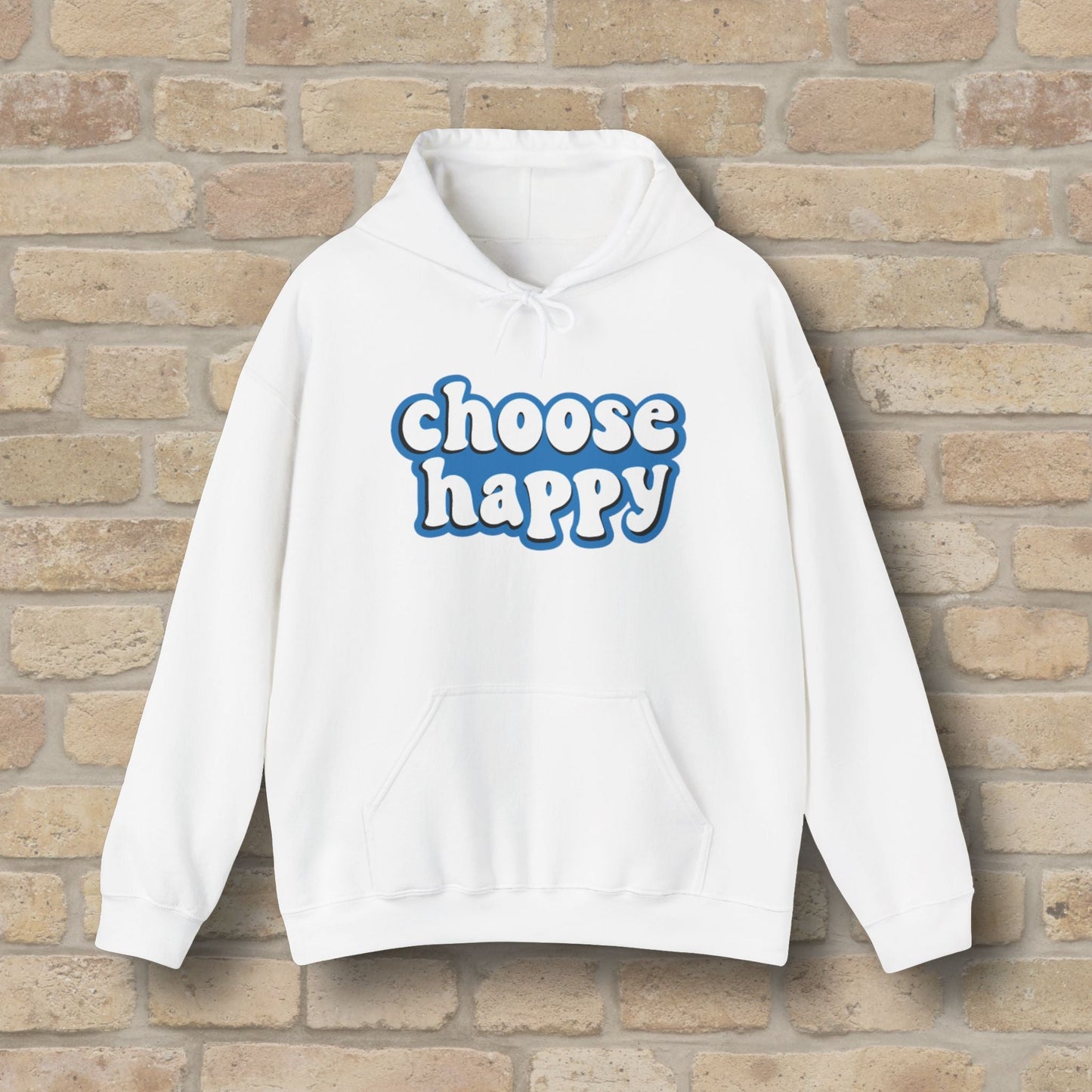 Text Only Choose Happy Pullover Hoodie - Vibrant Styles