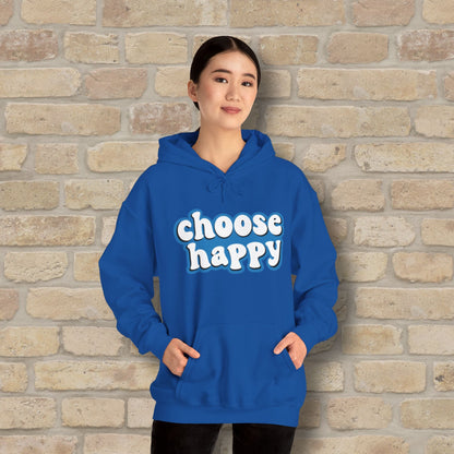Text Only Choose Happy Pullover Hoodie - Vibrant Styles