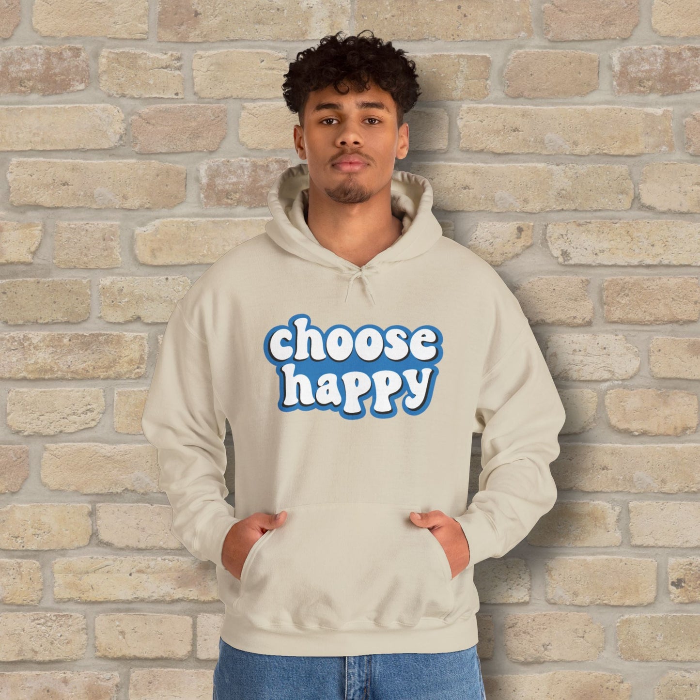 Text Only Choose Happy Pullover Hoodie - Vibrant Styles