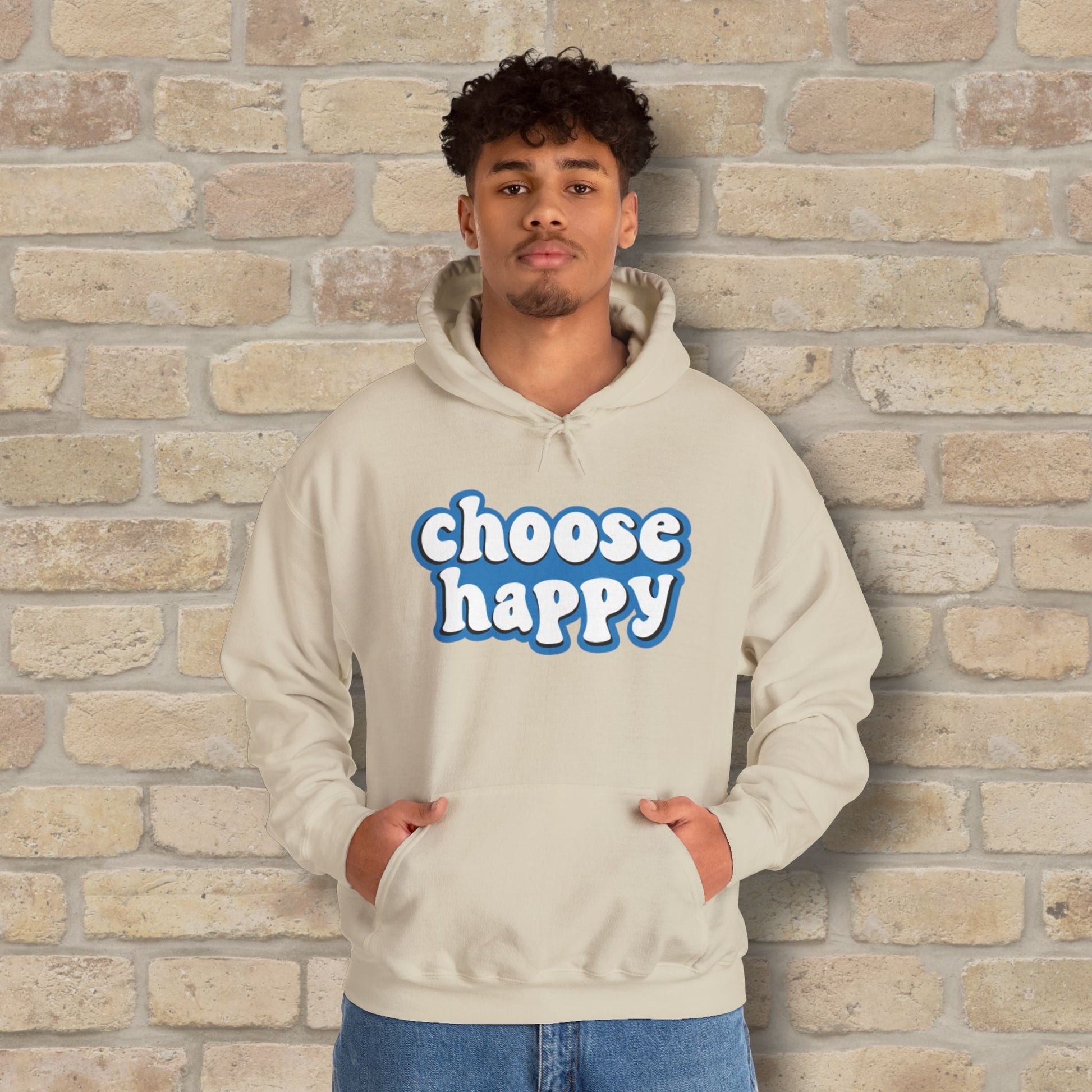 Text Only Choose Happy Pullover Hoodie - Vibrant Styles