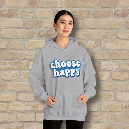 Text Only Choose Happy Pullover Hoodie - Vibrant Styles