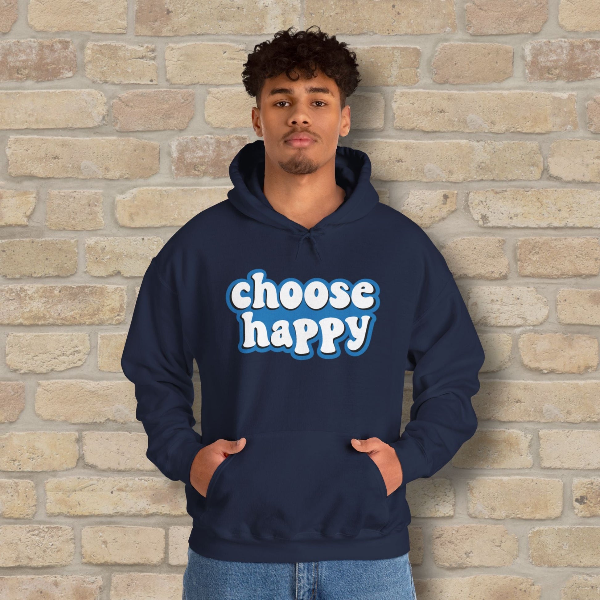 Text Only Choose Happy Pullover Hoodie - Vibrant Styles