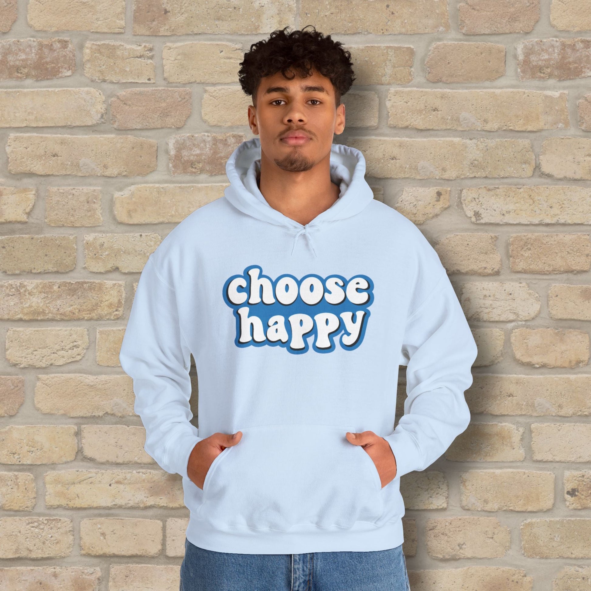 Text Only Choose Happy Pullover Hoodie - Vibrant Styles