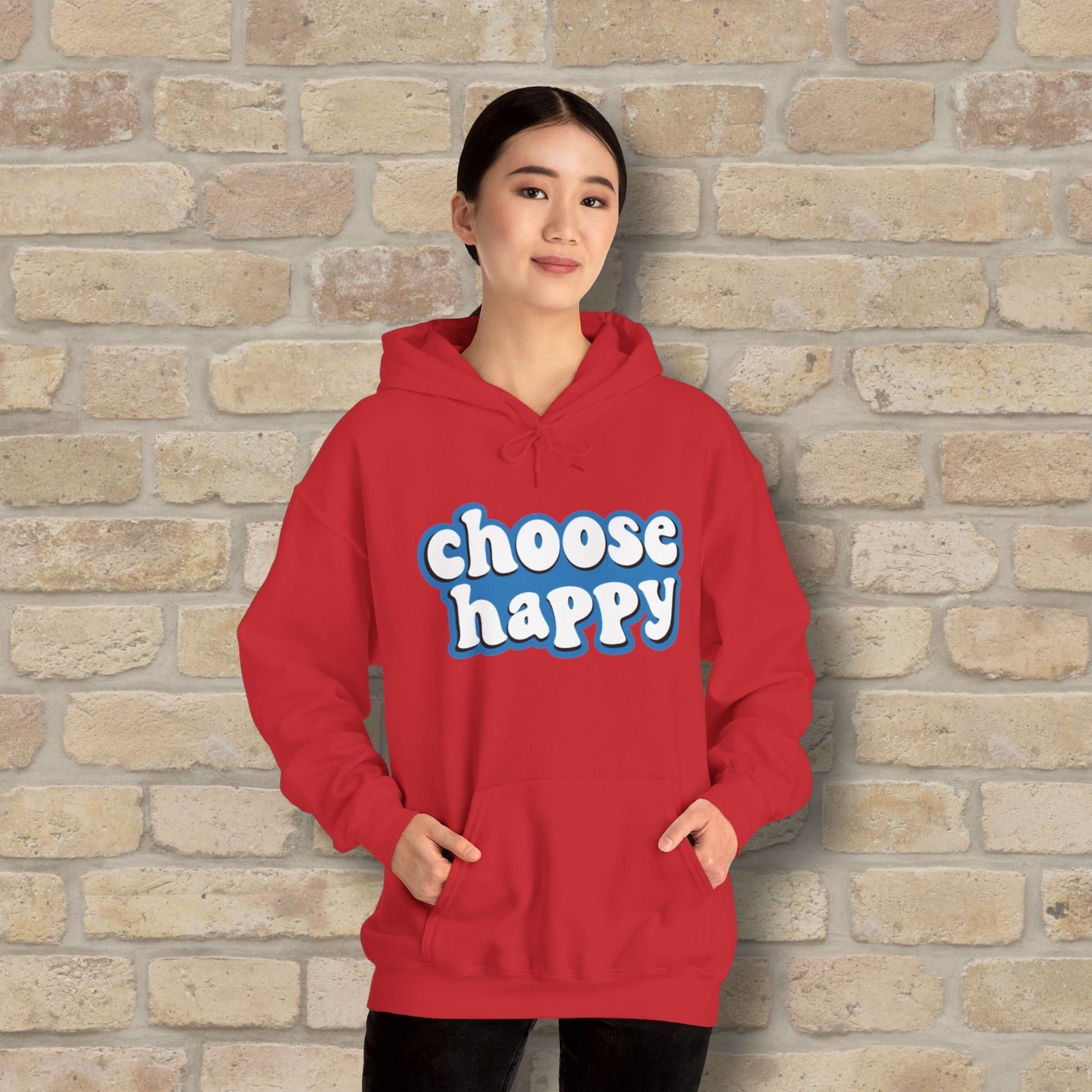 Text Only Choose Happy Pullover Hoodie - Vibrant Styles
