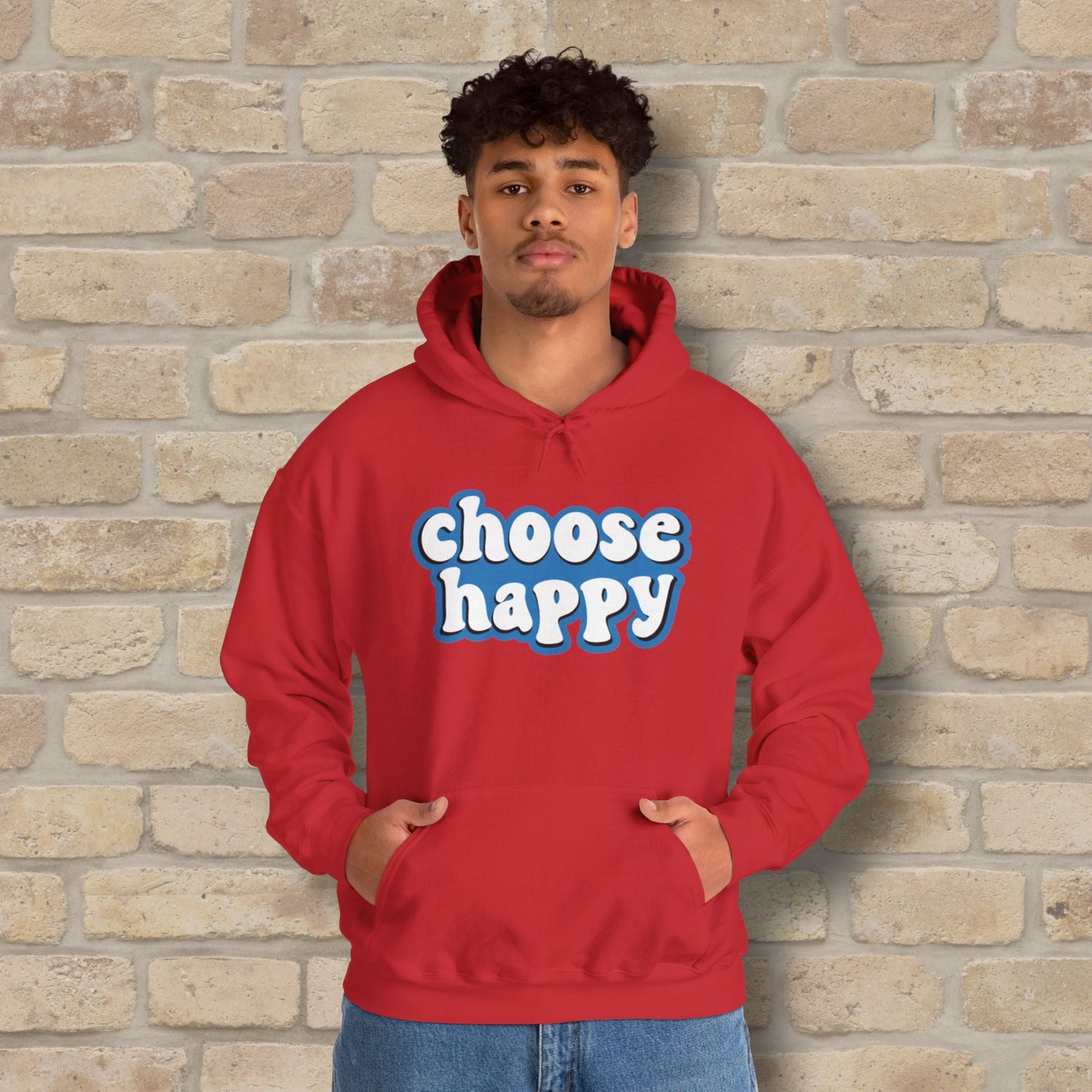 Text Only Choose Happy Pullover Hoodie - Vibrant Styles