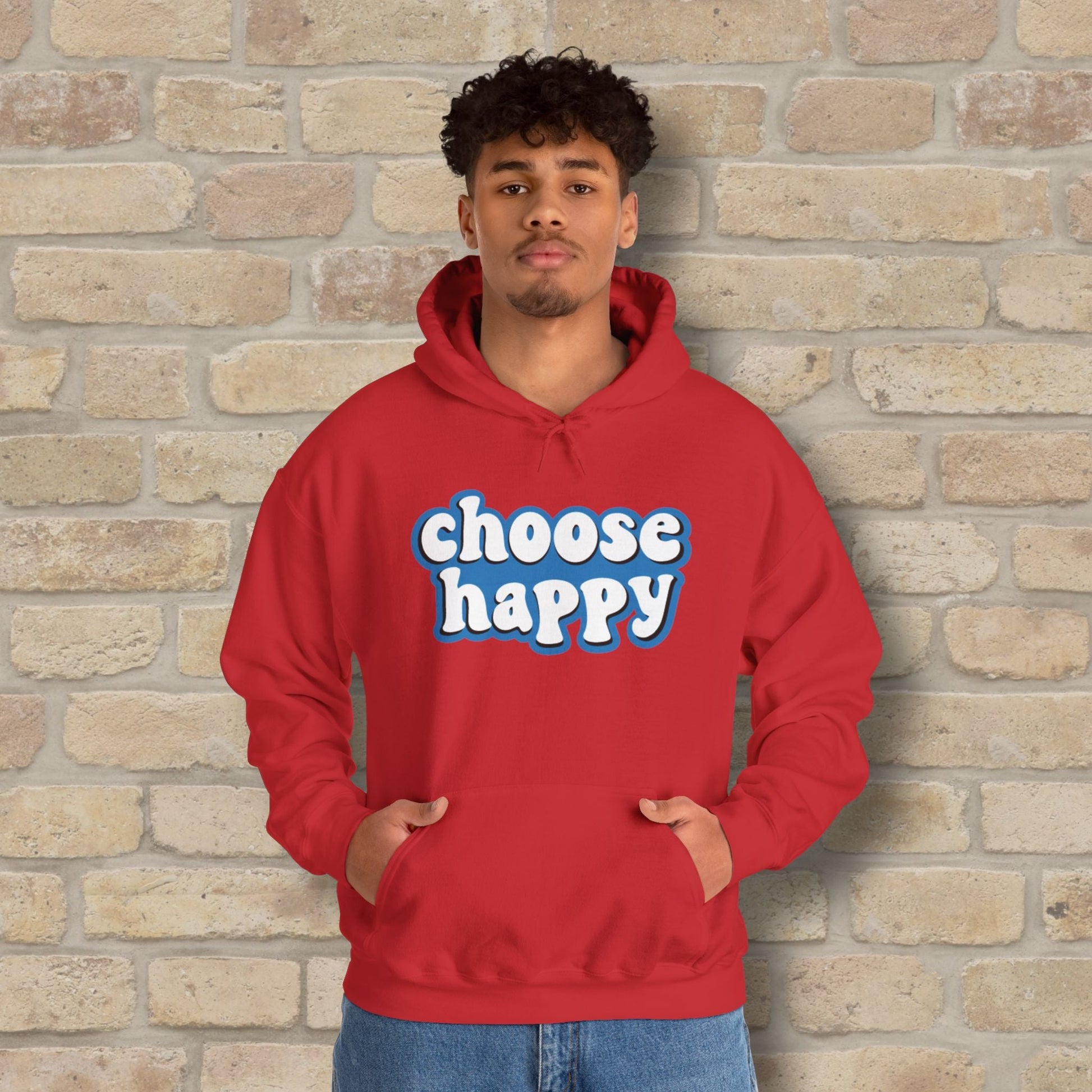 Text Only Choose Happy Pullover Hoodie - Vibrant Styles