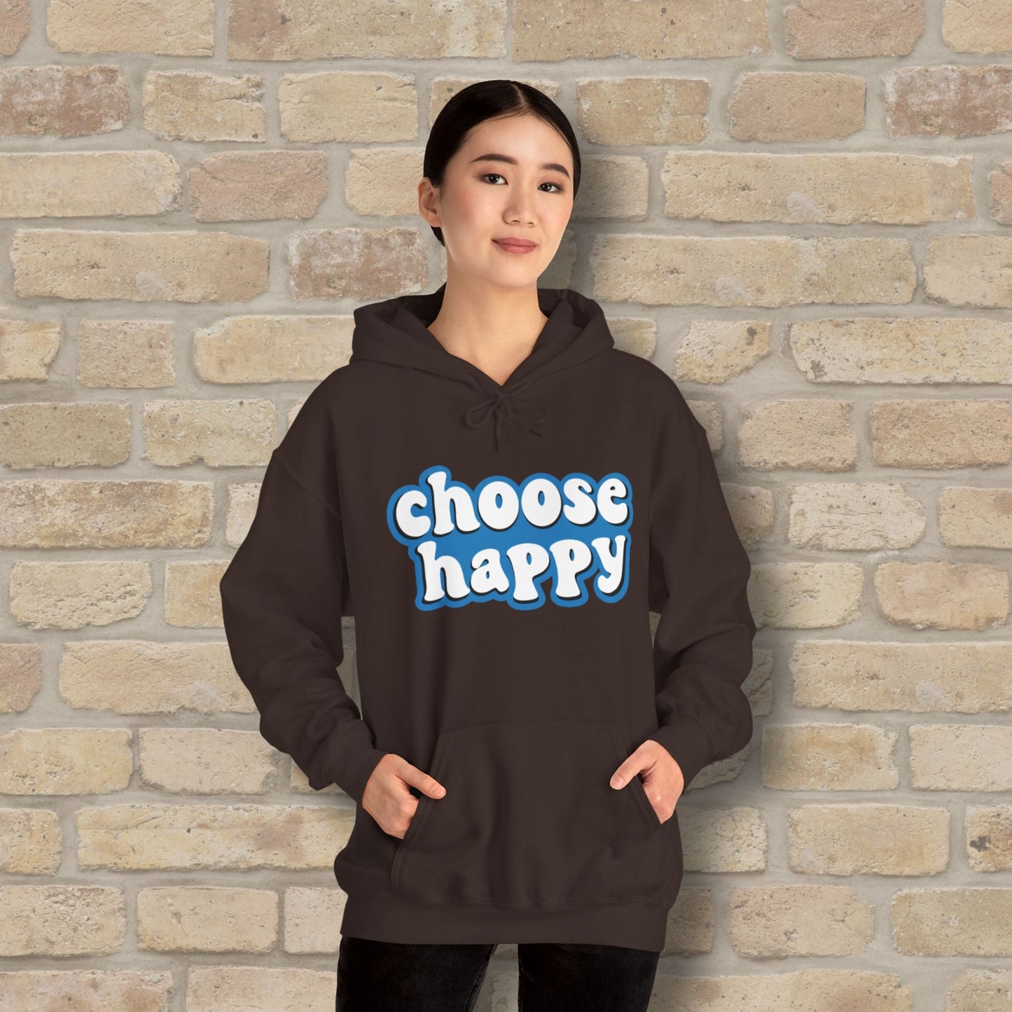 Text Only Choose Happy Pullover Hoodie - Vibrant Styles