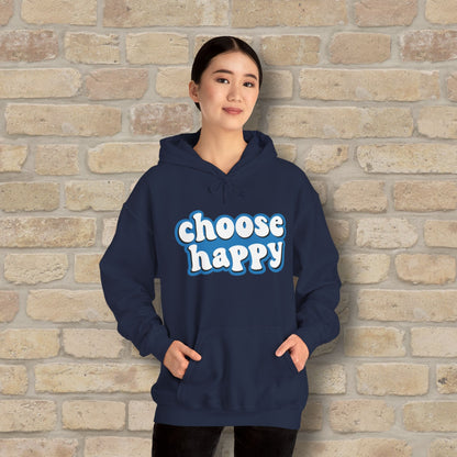Text Only Choose Happy Pullover Hoodie - Vibrant Styles