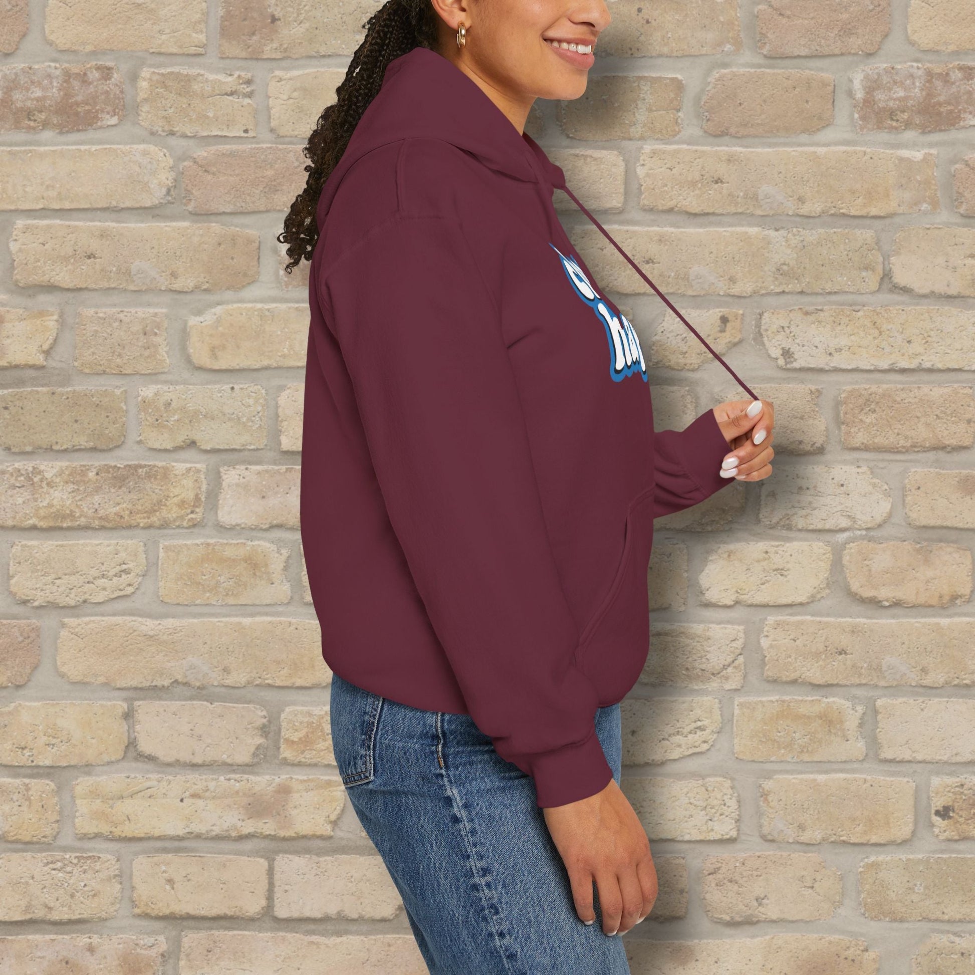 Text Only Choose Happy Pullover Hoodie - Vibrant Styles
