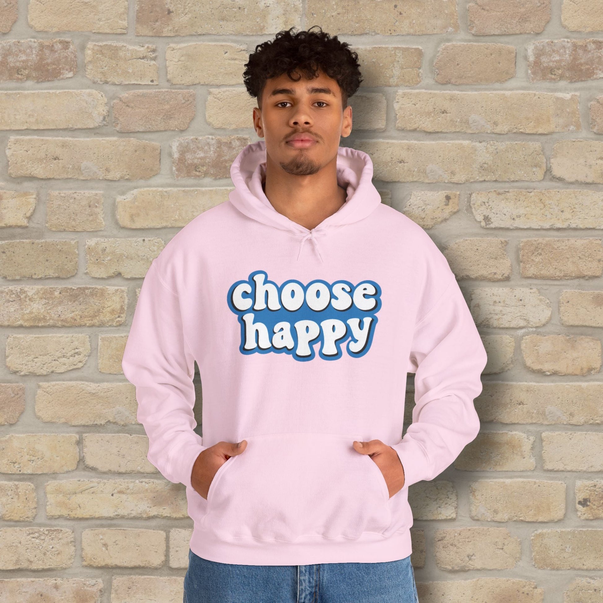 Text Only Choose Happy Pullover Hoodie - Vibrant Styles