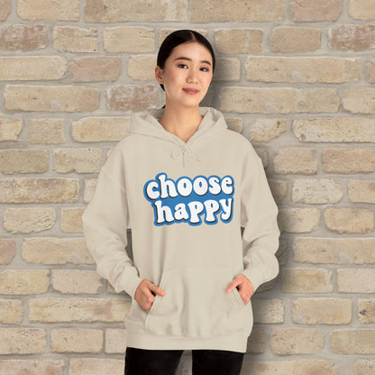 Text Only Choose Happy Pullover Hoodie - Vibrant Styles