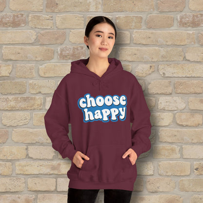 Text Only Choose Happy Pullover Hoodie - Vibrant Styles