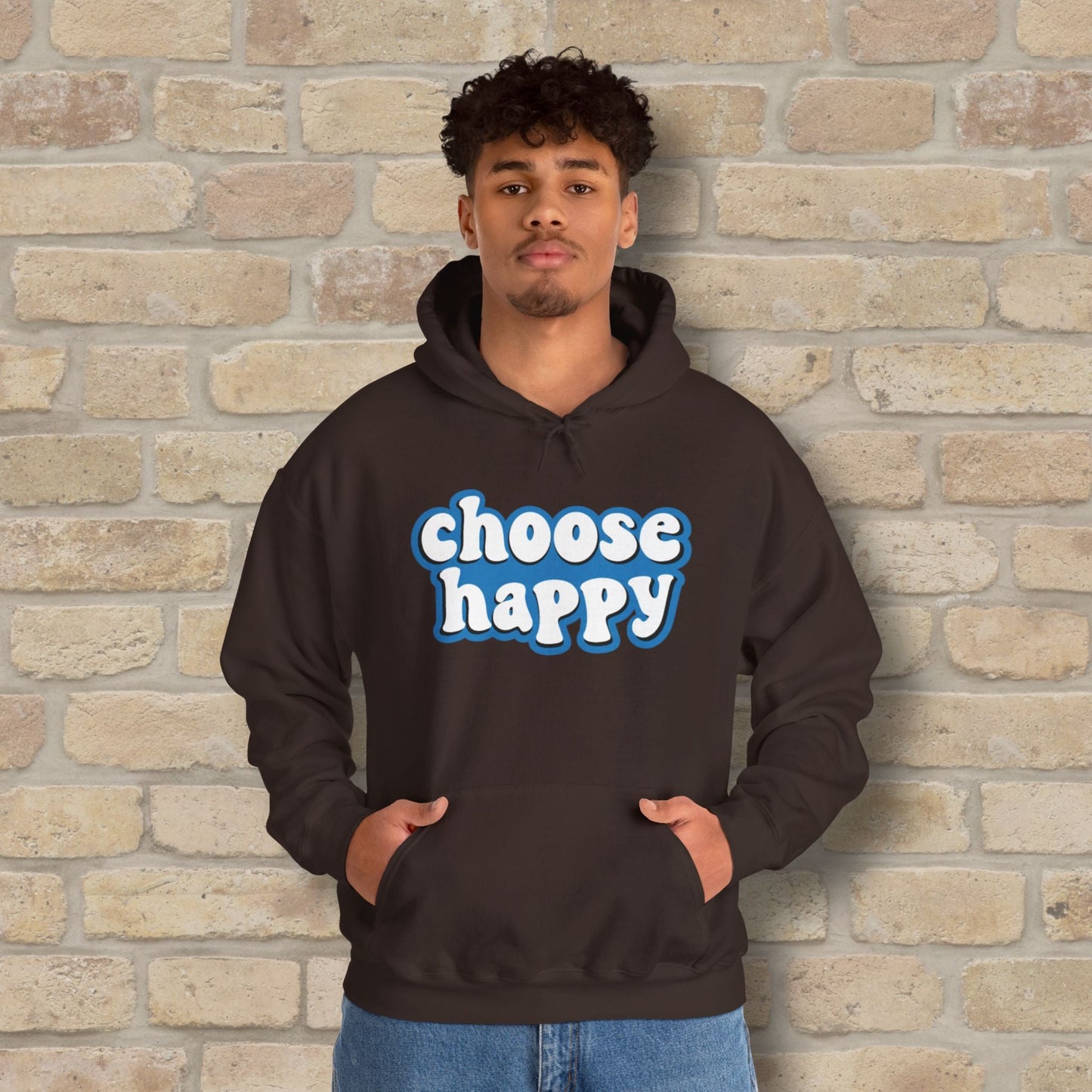 Text Only Choose Happy Pullover Hoodie - Vibrant Styles