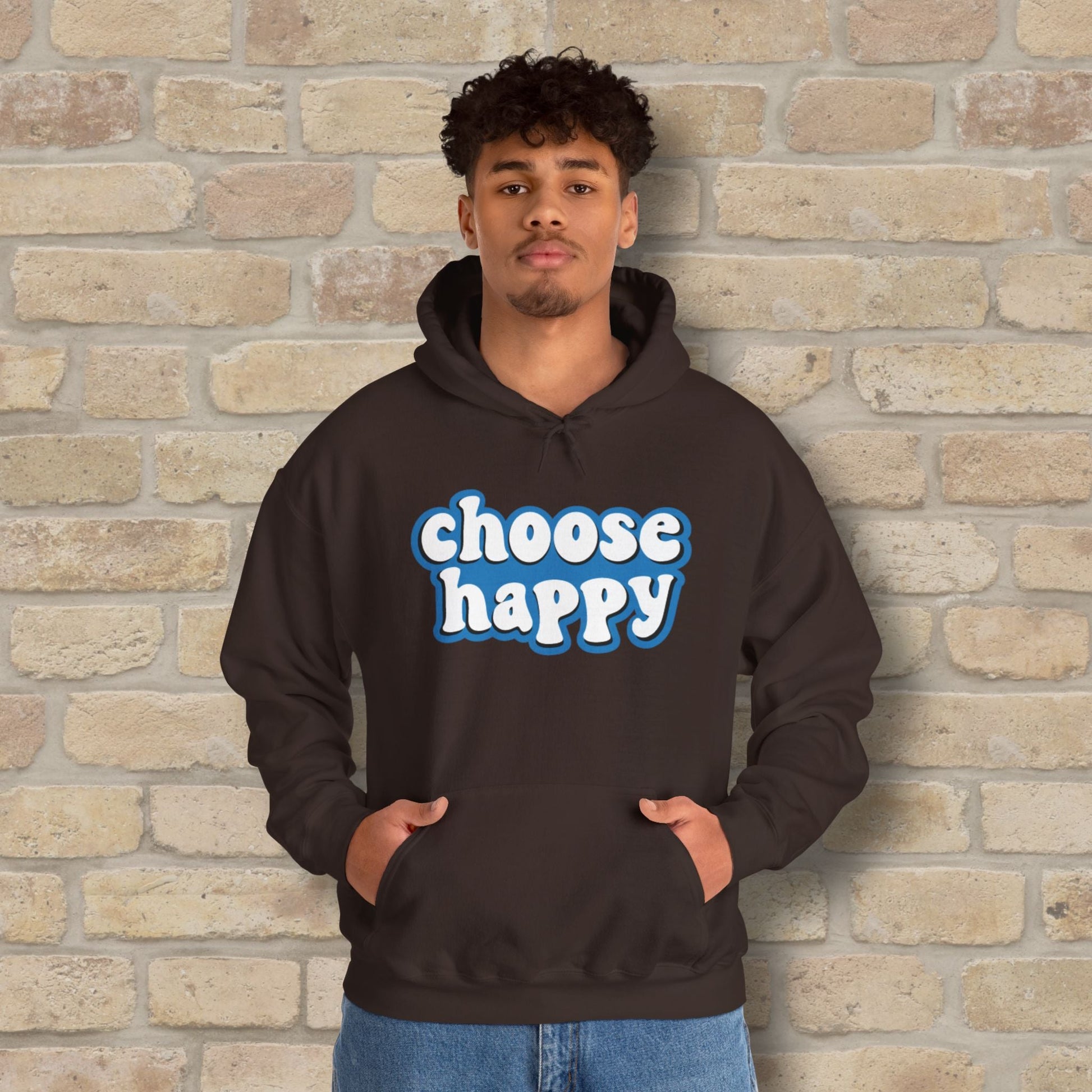 Text Only Choose Happy Pullover Hoodie - Vibrant Styles