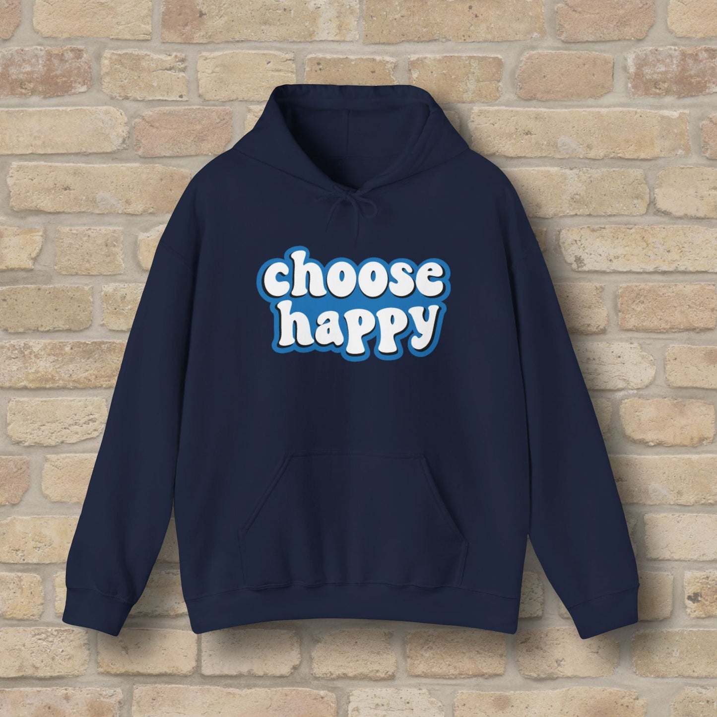 Text Only Choose Happy Pullover Hoodie - Vibrant Styles