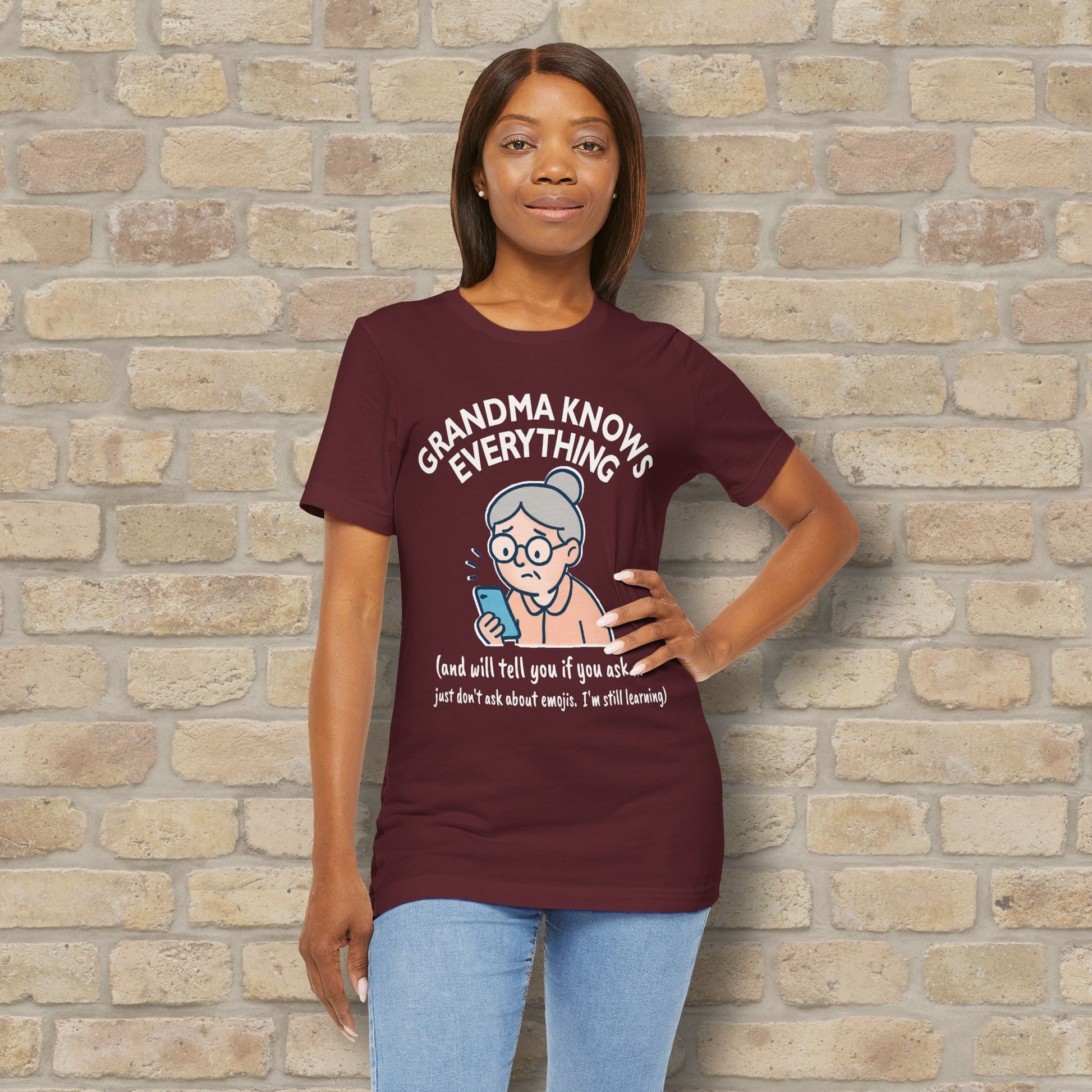 Graphic & Text Don't Ask Grandama About Emojis Tee - Vibrant Styles