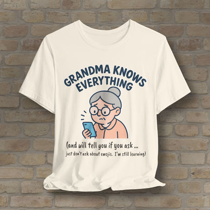 Graphic & Text Don't Ask Grandama About Emojis Tee - Vibrant Styles