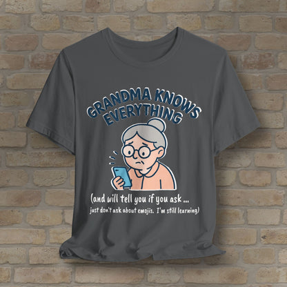 Graphic & Text Don't Ask Grandama About Emojis Tee - Vibrant Styles