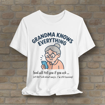 Graphic & Text Don't Ask Grandama About Emojis Tee - Vibrant Styles