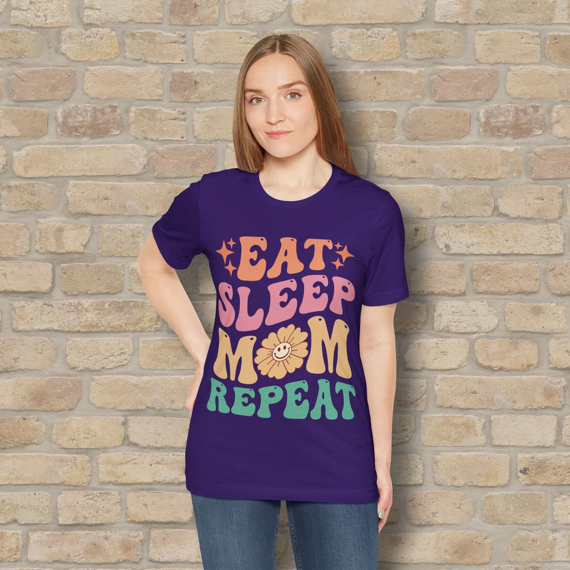 Mostly Text T-Shirts Eat Sleep Mom Repeat Tee - Vibrant Styles