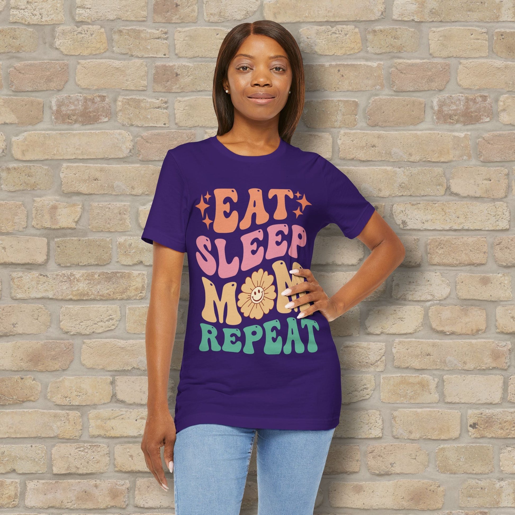 Mostly Text T-Shirts Eat Sleep Mom Repeat Tee - Vibrant Styles