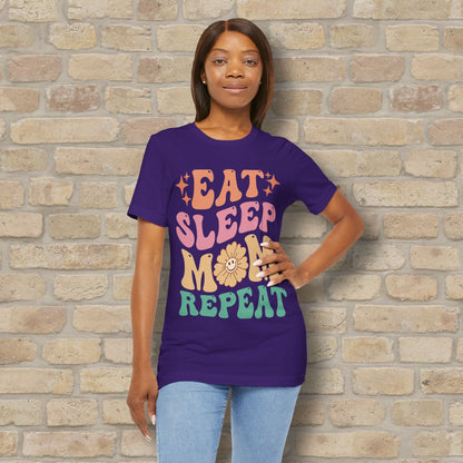 Mostly Text T-Shirts Eat Sleep Mom Repeat Tee - Vibrant Styles