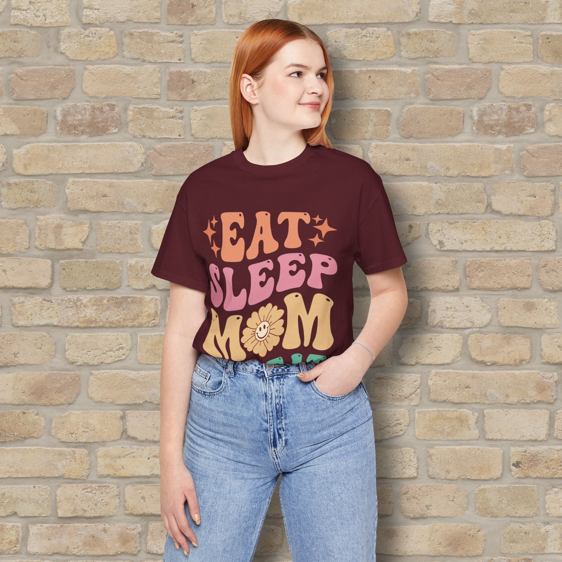Mostly Text T-Shirts Eat Sleep Mom Repeat Tee - Vibrant Styles