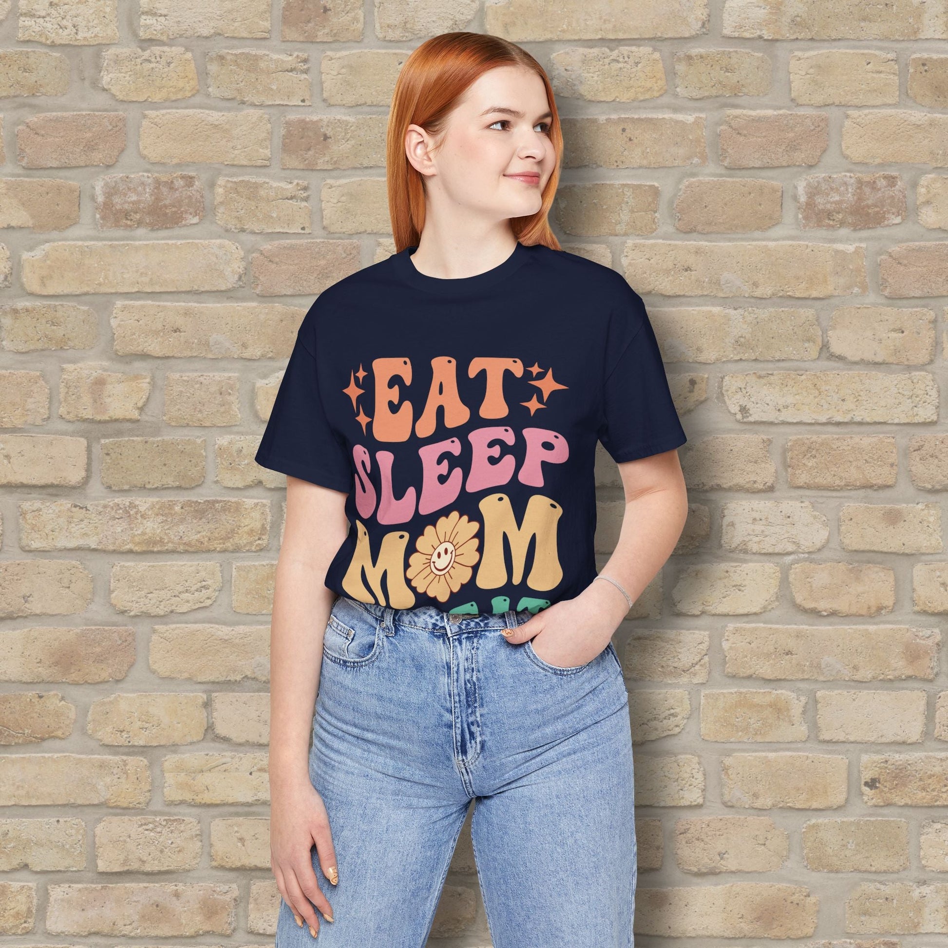 Mostly Text T-Shirts Eat Sleep Mom Repeat Tee - Vibrant Styles
