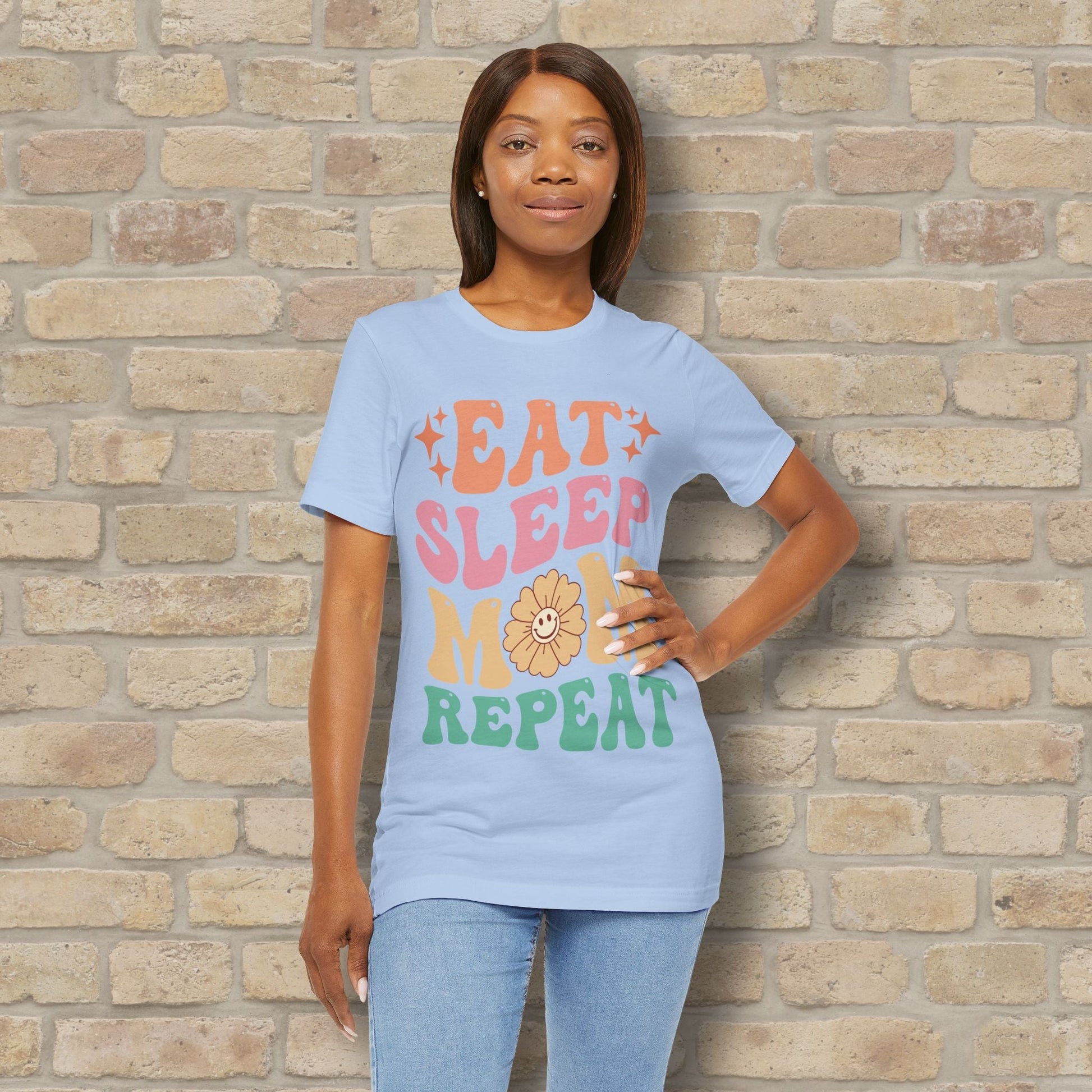 Mostly Text T-Shirts Eat Sleep Mom Repeat Tee - Vibrant Styles