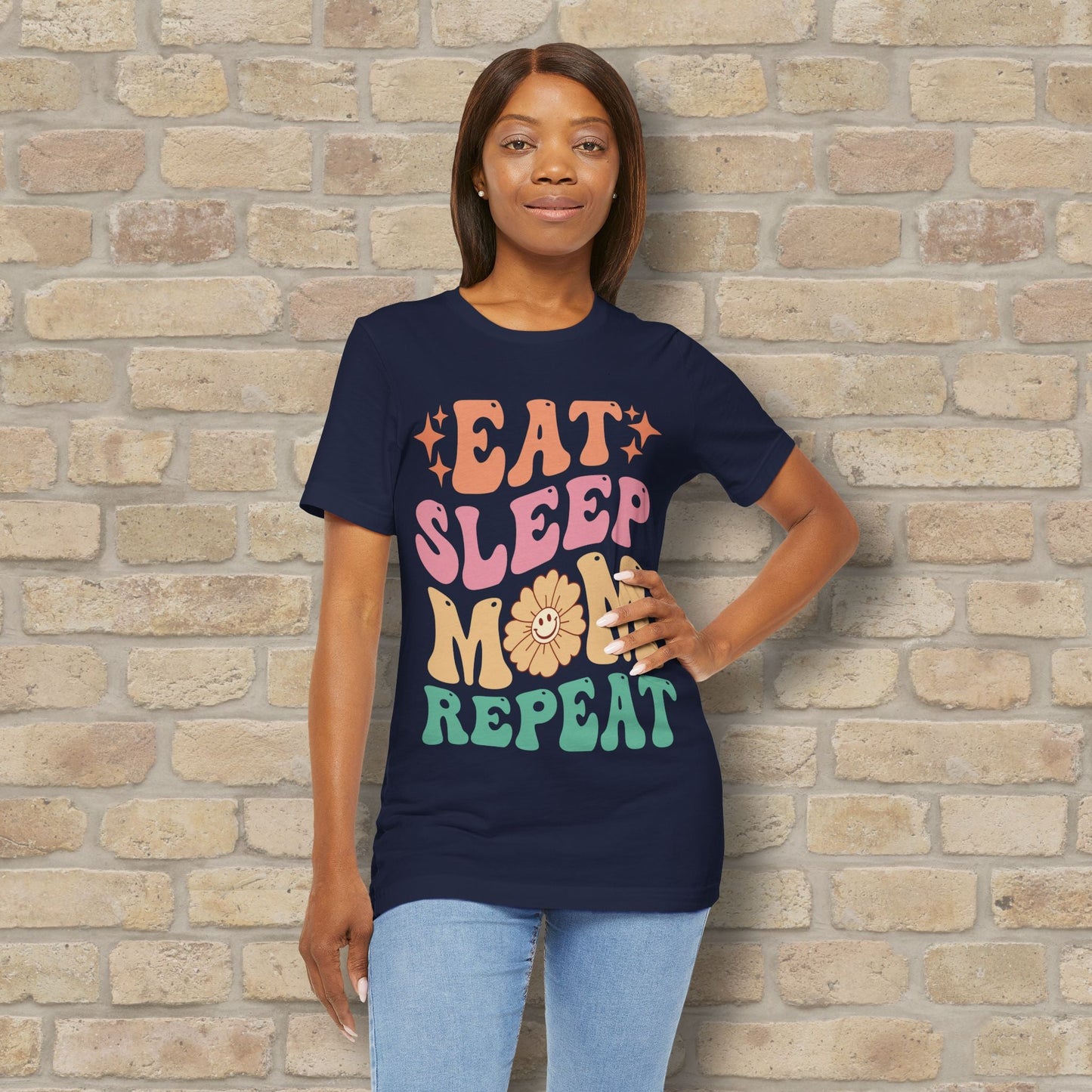 Mostly Text T-Shirts Eat Sleep Mom Repeat Tee - Vibrant Styles