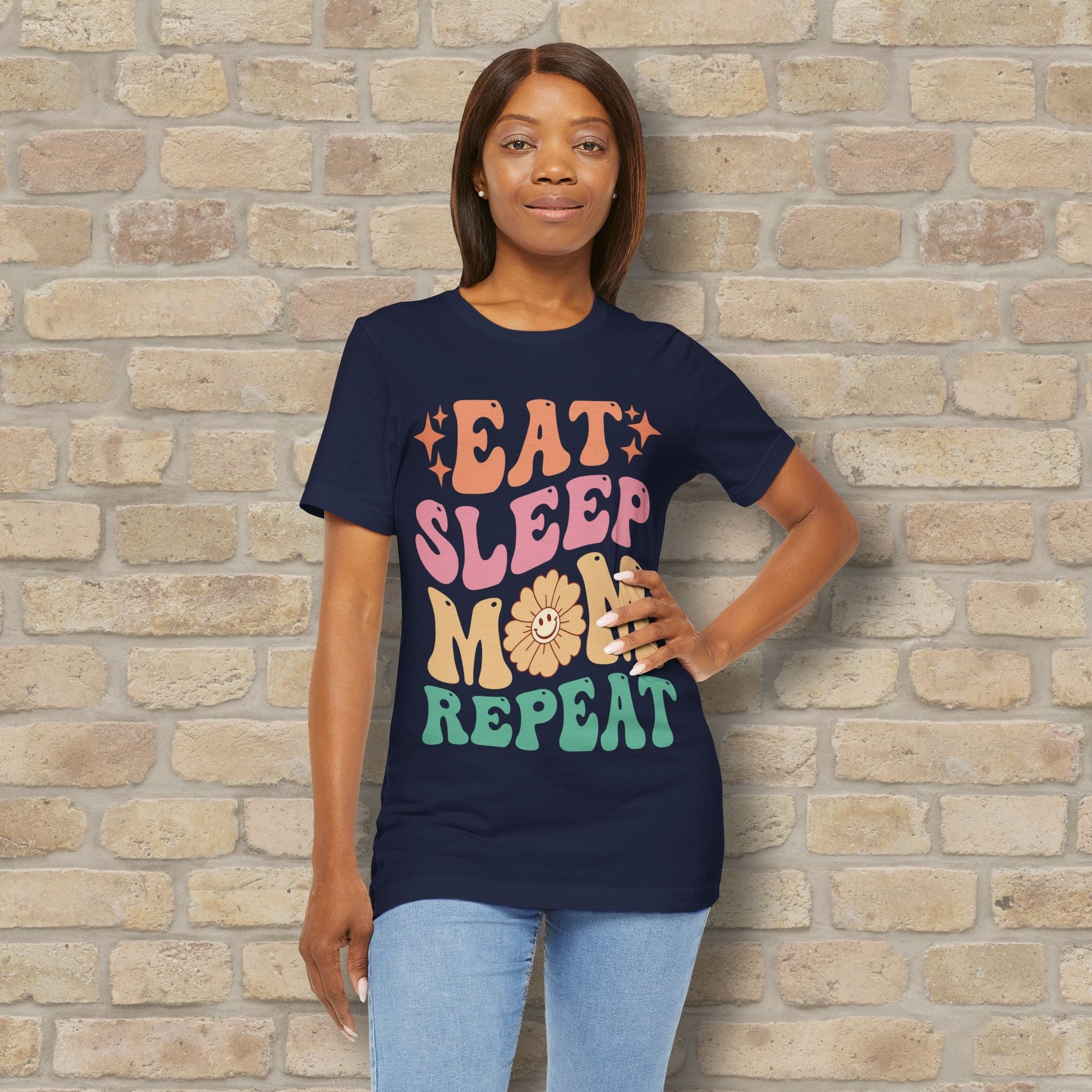 Mostly Text T-Shirts Eat Sleep Mom Repeat Tee - Vibrant Styles