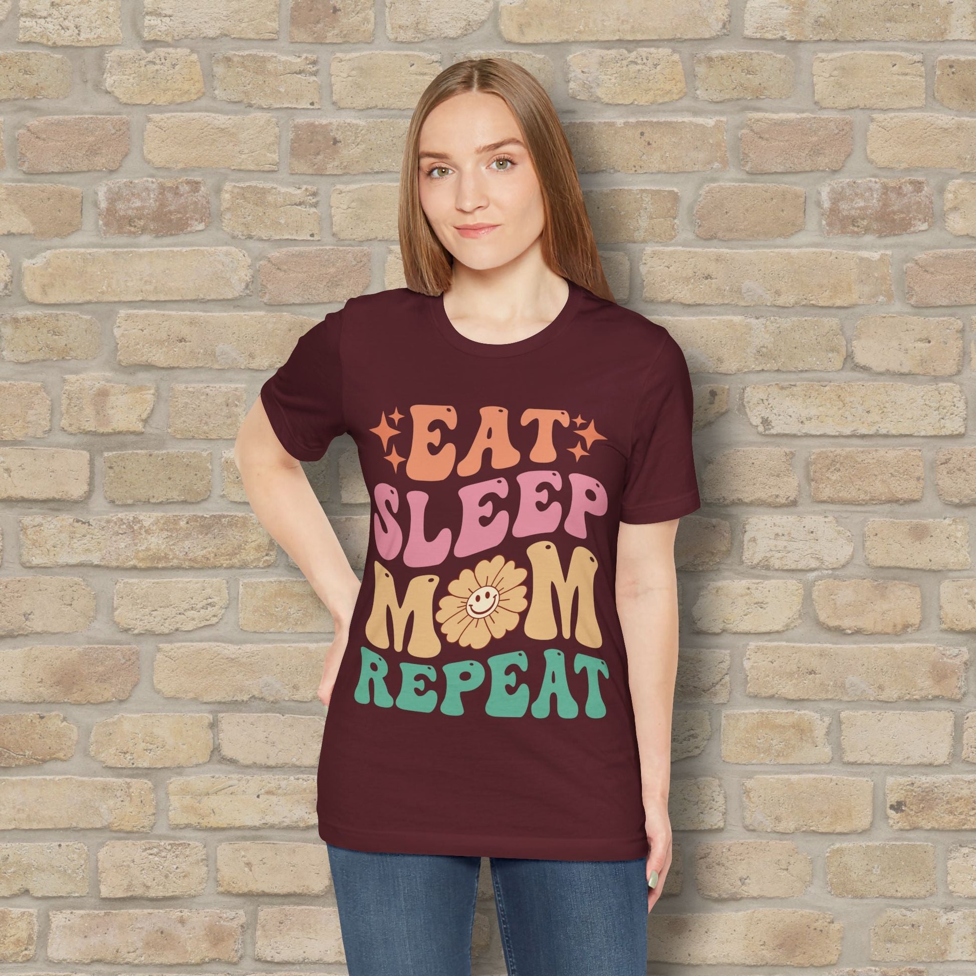 Mostly Text T-Shirts Eat Sleep Mom Repeat Tee - Vibrant Styles