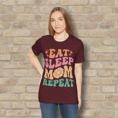 Mostly Text T-Shirts Eat Sleep Mom Repeat Tee - Vibrant Styles