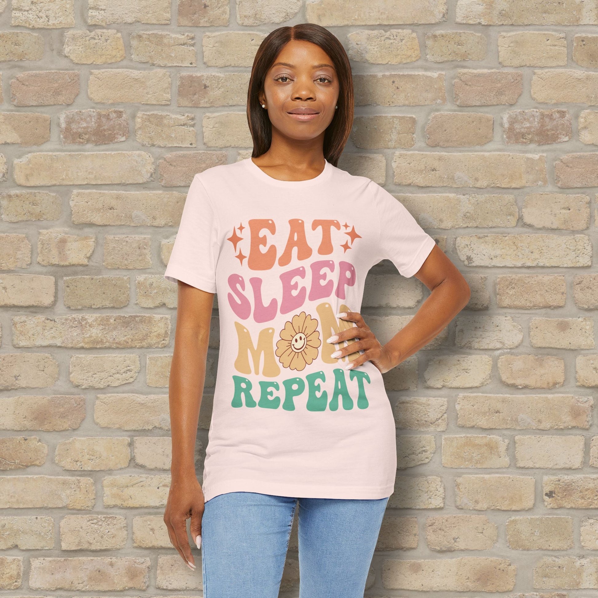 Mostly Text T-Shirts Eat Sleep Mom Repeat Tee - Vibrant Styles