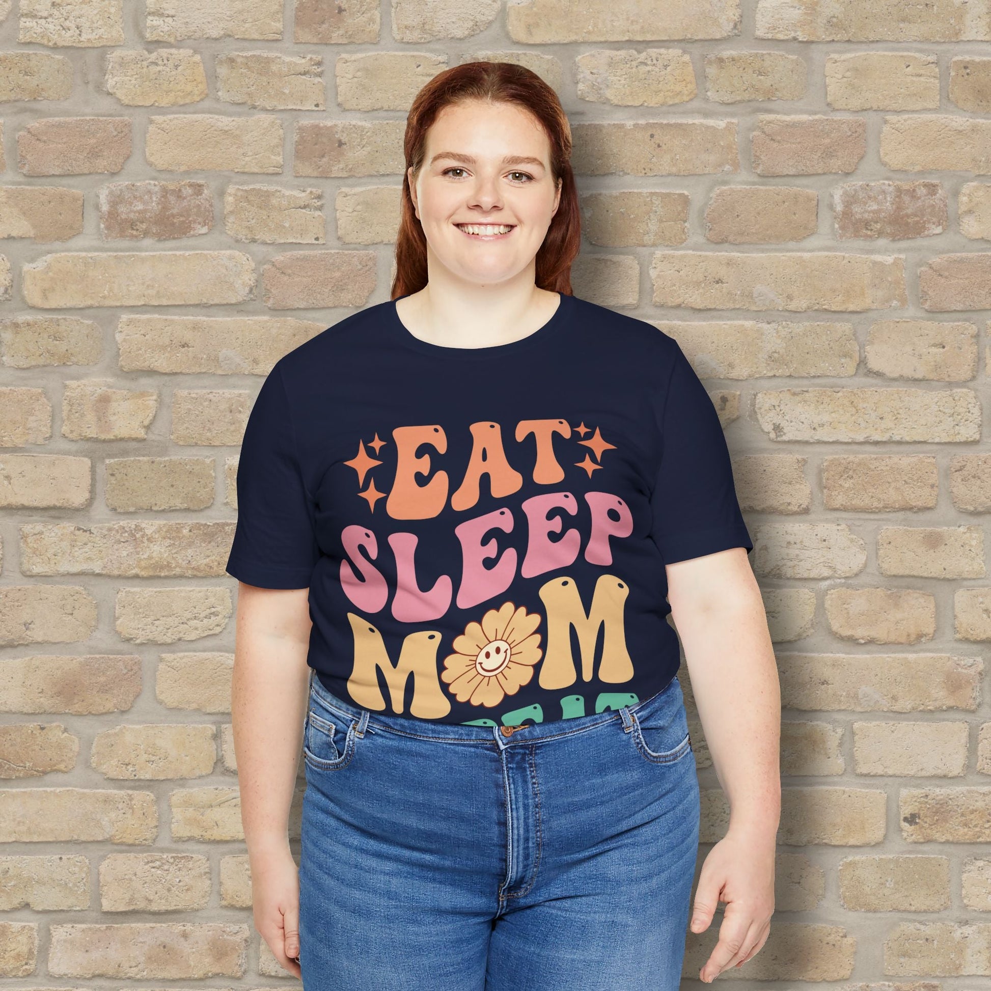 Mostly Text T-Shirts Eat Sleep Mom Repeat Tee - Vibrant Styles