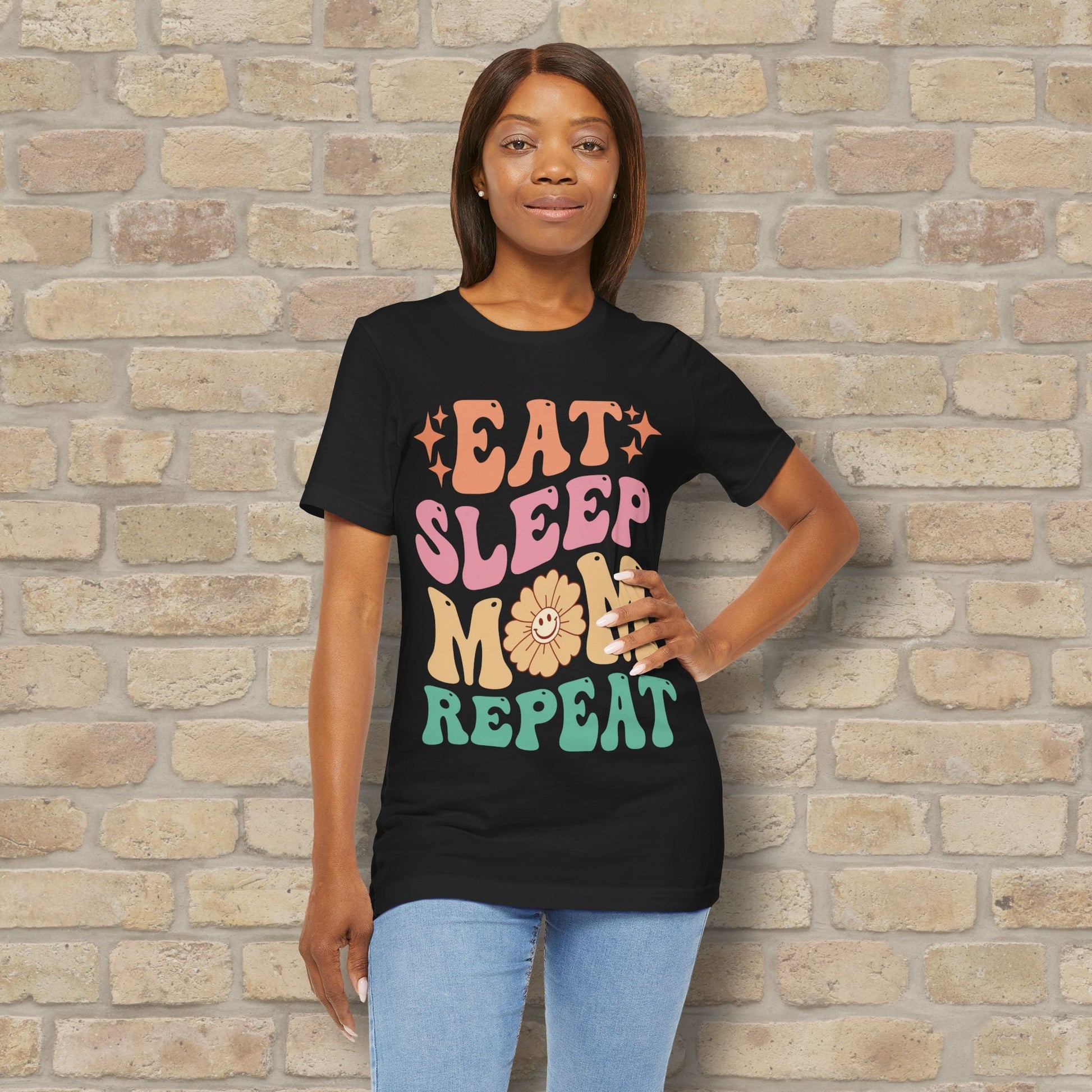 Mostly Text T-Shirts Eat Sleep Mom Repeat Tee - Vibrant Styles