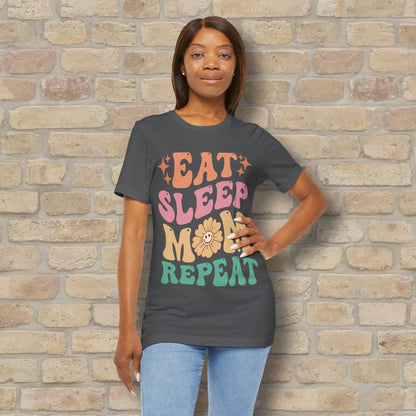 Mostly Text T-Shirts Eat Sleep Mom Repeat Tee - Vibrant Styles
