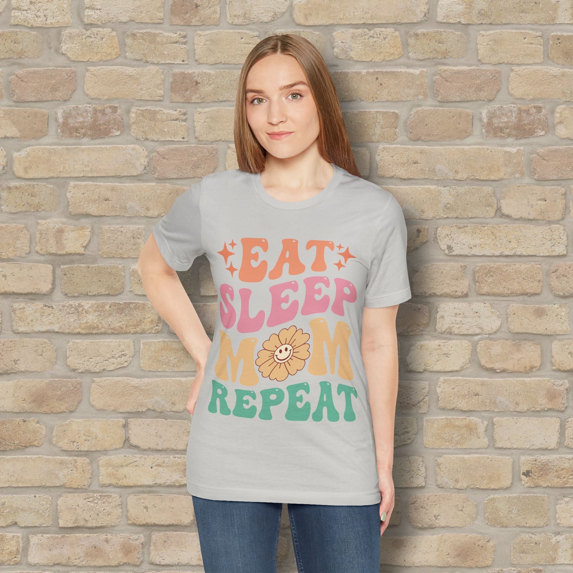 Mostly Text T-Shirts Eat Sleep Mom Repeat Tee - Vibrant Styles