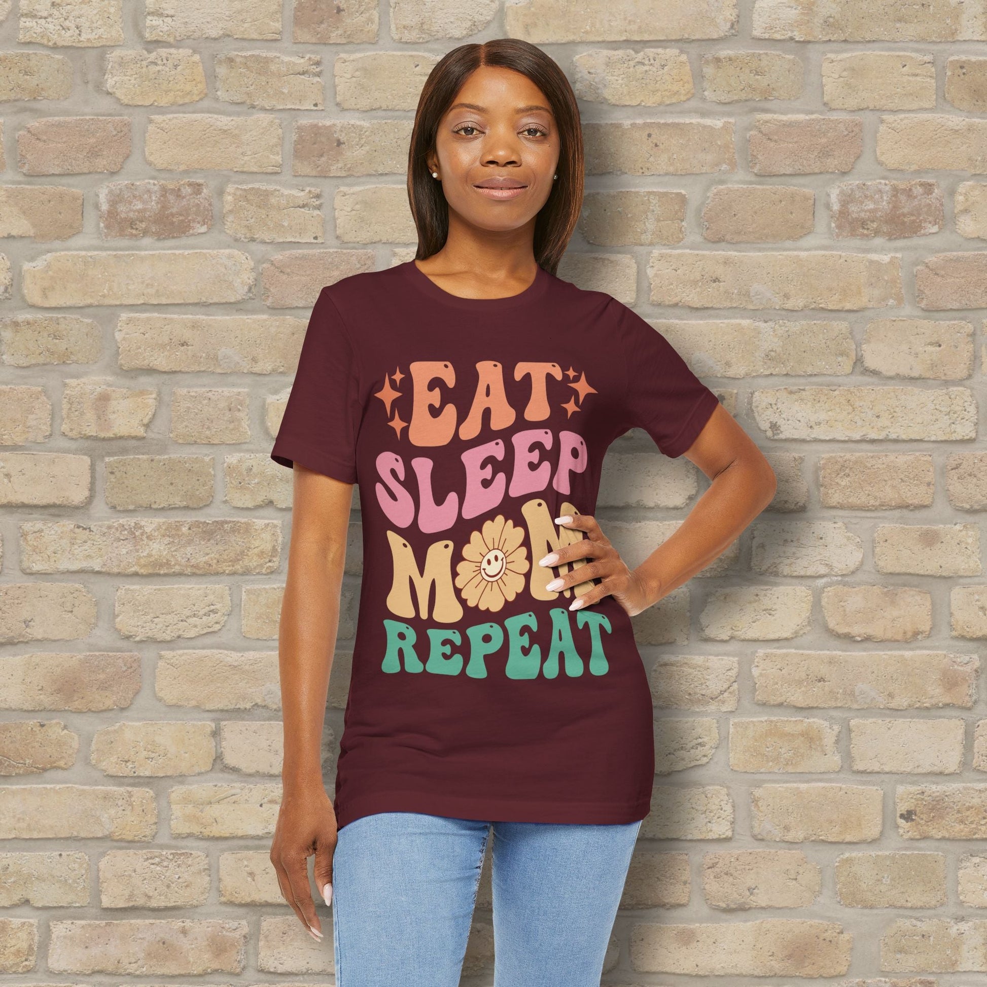 Mostly Text T-Shirts Eat Sleep Mom Repeat Tee - Vibrant Styles