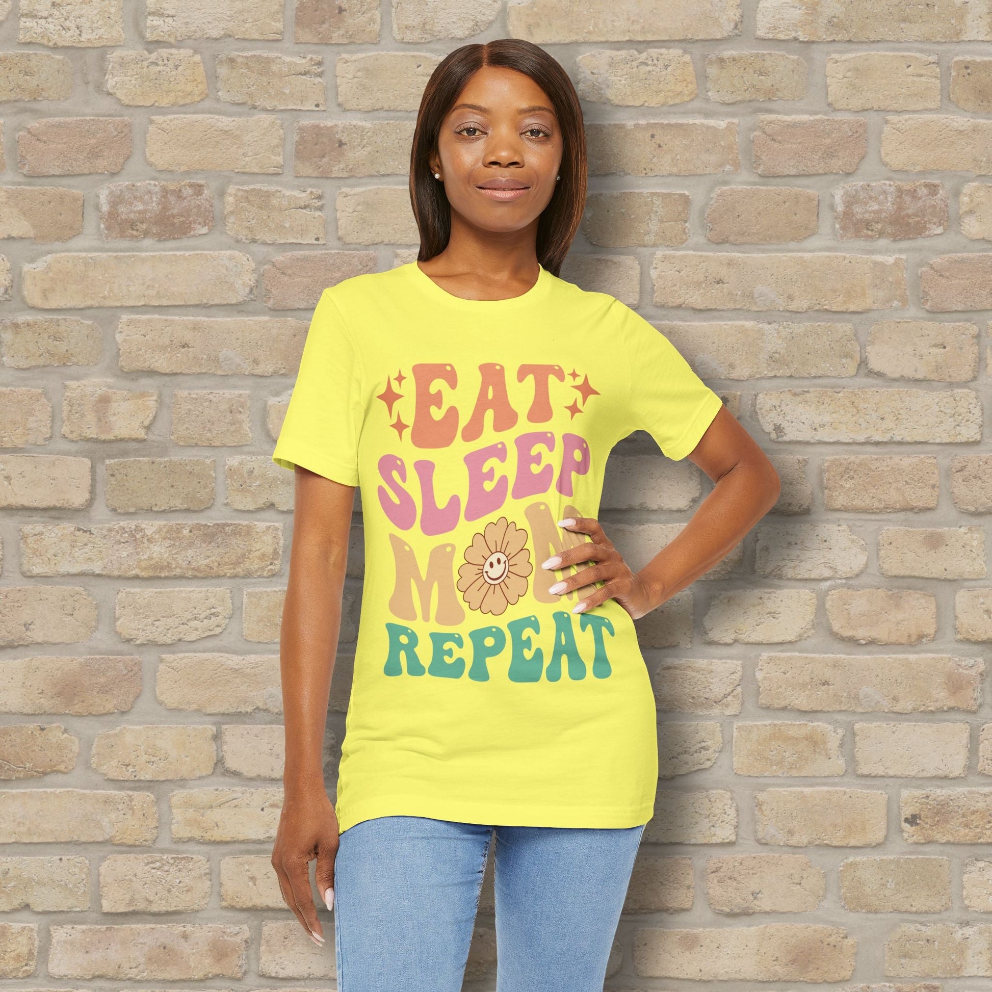 Mostly Text T-Shirts Eat Sleep Mom Repeat Tee - Vibrant Styles