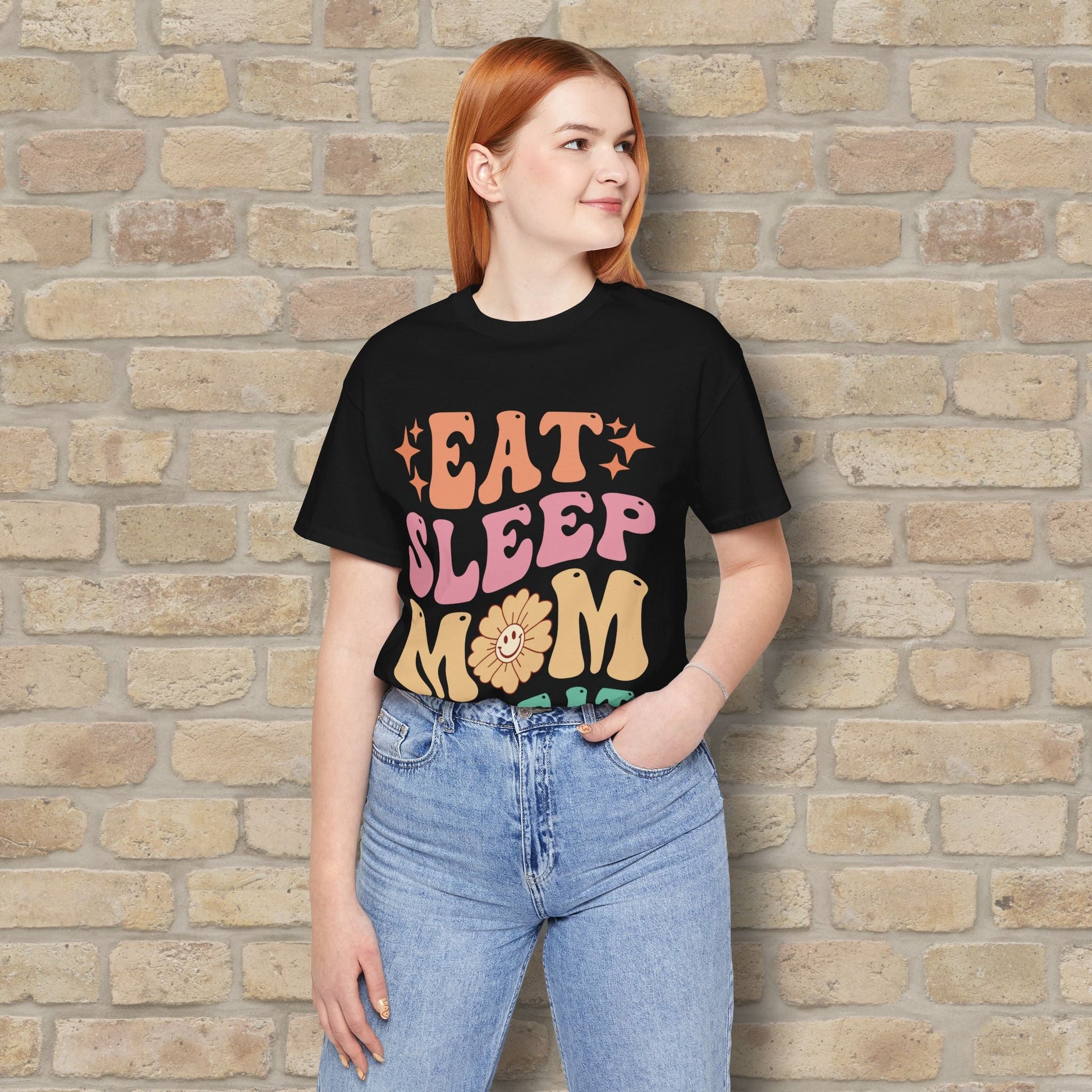 Mostly Text T-Shirts Eat Sleep Mom Repeat Tee - Vibrant Styles
