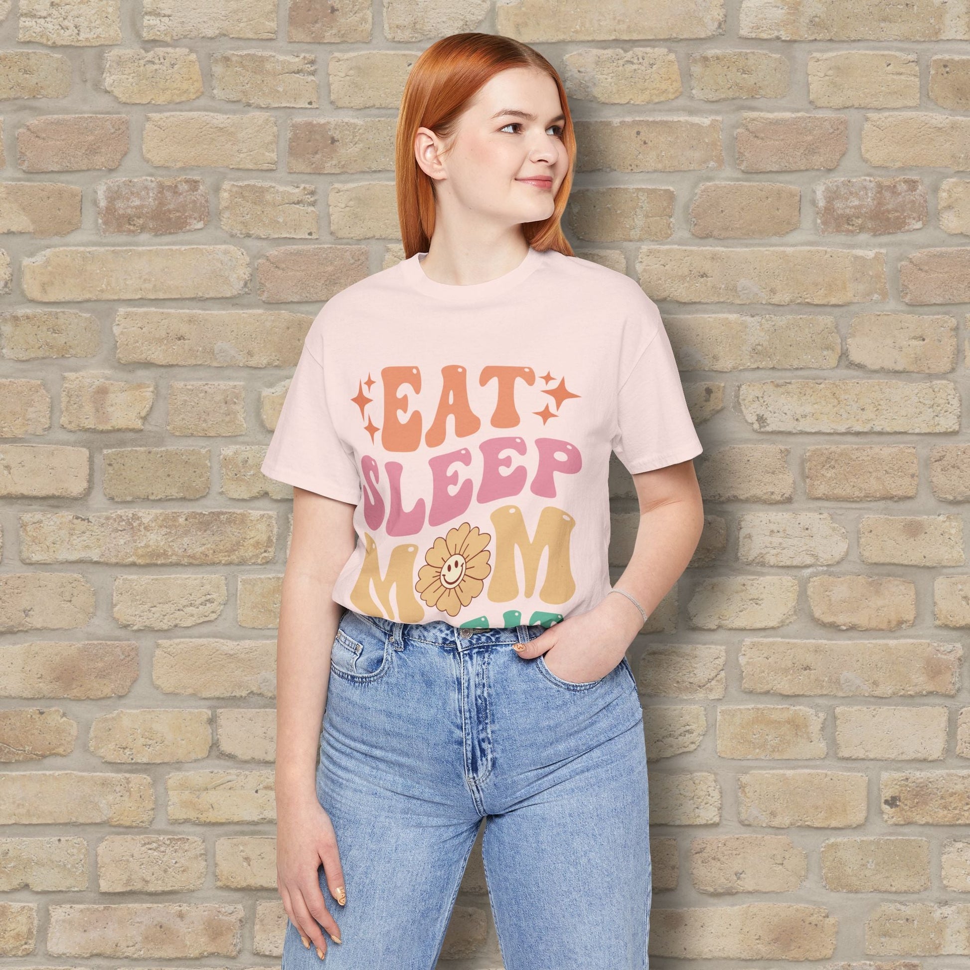 Mostly Text T-Shirts Eat Sleep Mom Repeat Tee - Vibrant Styles