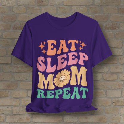Mostly Text T-Shirts Eat Sleep Mom Repeat Tee - Vibrant Styles