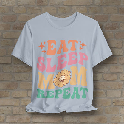 Mostly Text T-Shirts Eat Sleep Mom Repeat Tee - Vibrant Styles