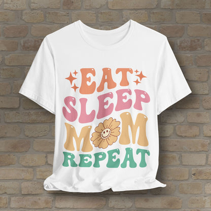 Mostly Text T-Shirts Eat Sleep Mom Repeat Tee - Vibrant Styles