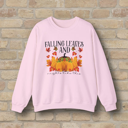 Graphic & Text Falling Leaves & Nights Like This Sweatshirt - Vibrant Styles