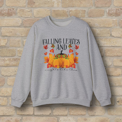 Graphic & Text Falling Leaves & Nights Like This Sweatshirt - Vibrant Styles