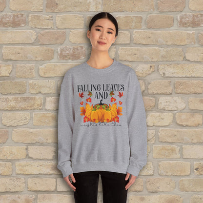 Graphic & Text Falling Leaves & Nights Like This Sweatshirt - Vibrant Styles