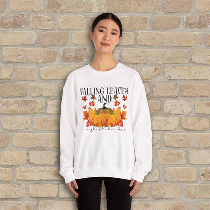 Graphic & Text Falling Leaves & Nights Like This Sweatshirt - Vibrant Styles