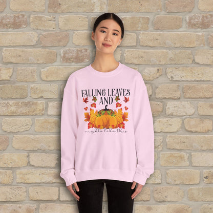 Graphic & Text Falling Leaves & Nights Like This Sweatshirt - Vibrant Styles